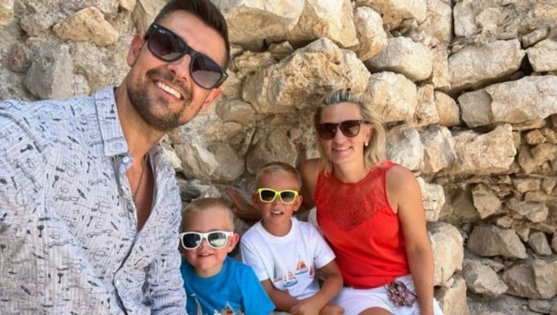 Florian und Andrea Gschaider mit den beiden Söhnen Simon und Felix. (Bild: Florian Gschaider)