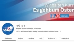 Die FPÖ kann auf ihrem YouTube-Kanal derzeit keine neuen Videos hochladen. (Bild: youtube.com/fpoetv)