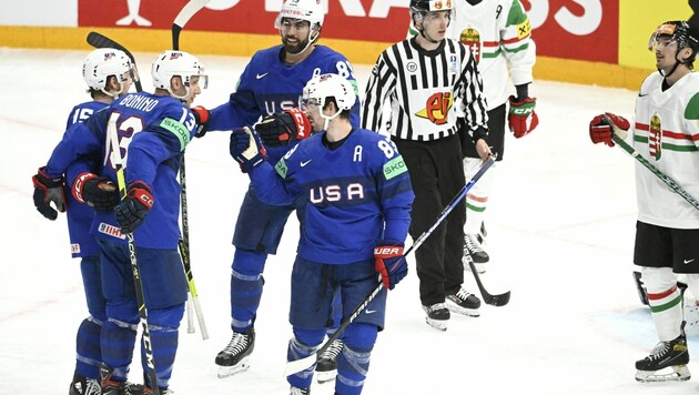 Das US-amerikanische Nationalteam durfte einen 7:1-Triumph bejubeln. (Bild: APA/AFP/Lehtikuva/Heikki Saukkomaa)