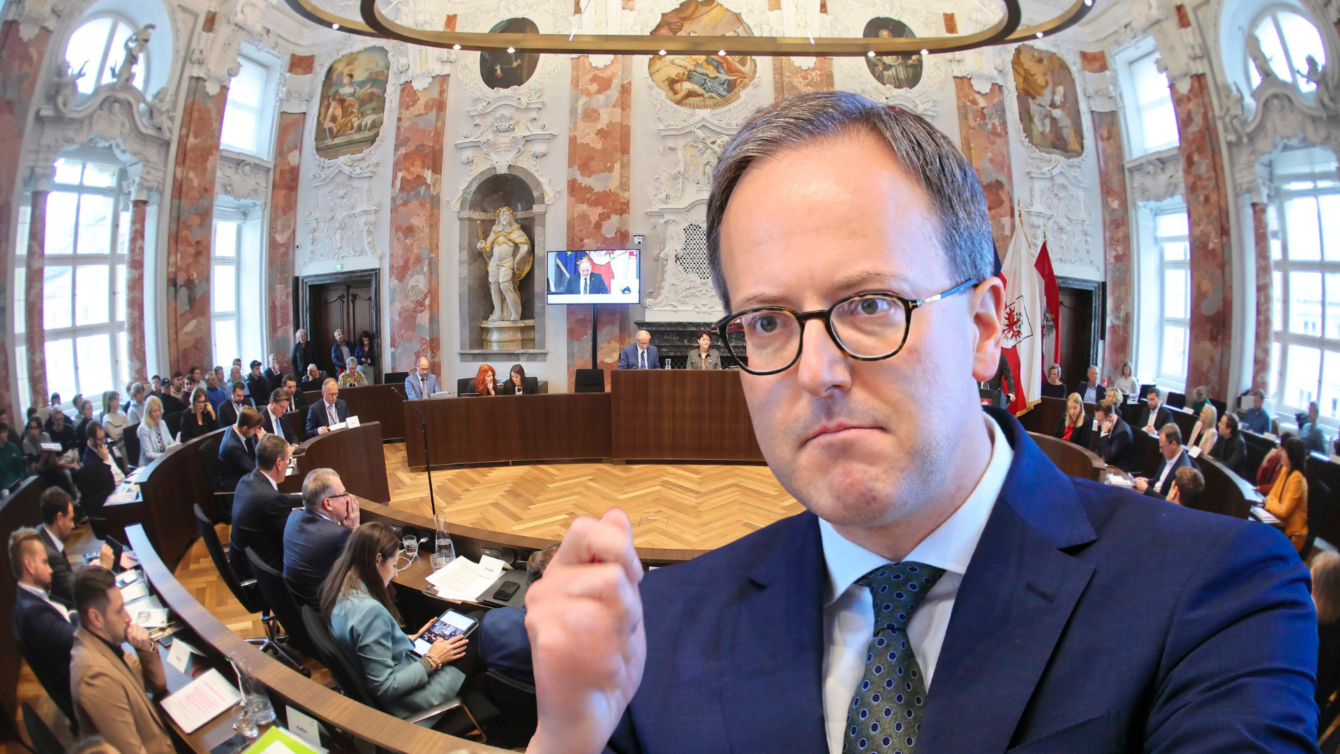 Tirols Neos-Chef Dominik Oberhofer im Landtag: „Aus Frust wurde Wut!“ (Bild: Christof Birbaumer)