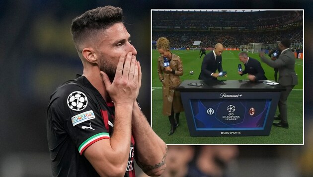 Zu einem peinlichen Moment kam es im Champions-League-Hit zwischen Inter und Milan. (Bild: AP Photo/Antonio Calanni, Twitter/Football__Tweet)