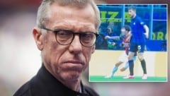 Peter Stöger war mit der Schiedsrichter-Entscheidung nicht einverstanden. (Bild: GEPA pictures, Twitter/TomTomKrus)