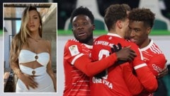 Bayerns Alphonso Davies (li.) ist im Liebesglück. (Bild: APA/AFP/Ronny HARTMANN/instagram.com/sheyenne.jen/krone.at-kreativ)