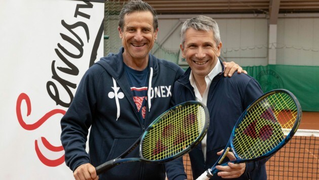 Kommentatoren-Duo: Ex-Tennisspieler Alexander Antonitsch und ServusTV-Sportchef Christian Nehiba (Bild: ServusTV / Marlene Borkenstein)