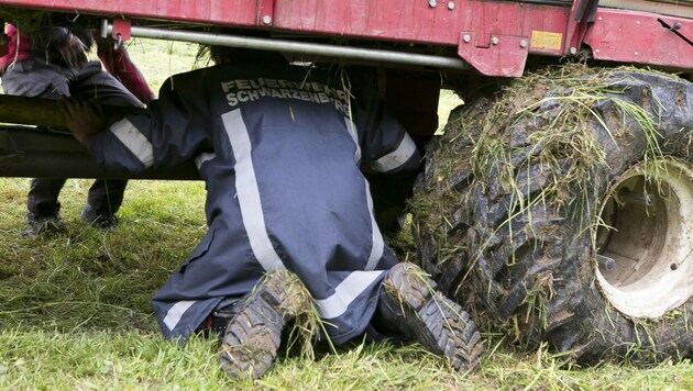 Ein Landwirt geriet bei Heuarbeiten unter seinen Klein-Laster. (Bild: Mathis Fotografie)