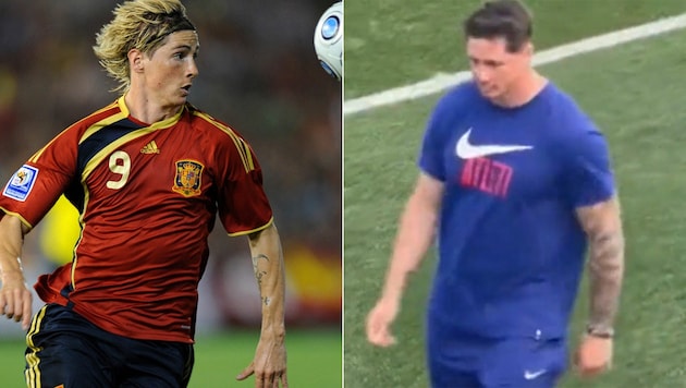 Fernando Torres links 2009 und rechts 2023 (deutlich „aufgeblasener“) (Bild: AFP)