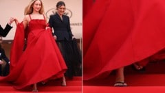 Jennifer Lawrence war in Cannes der Hingucker - und das nicht nur, wegen ihres ungewöhnlichen Schuhwerks. (Bild: APA/Vianney Le Caer/Invision/AP)