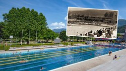 Das Freibad Tivoli einst und heute. (Bild: IKB, Stadtarchiv)