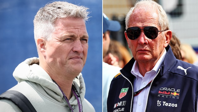Ralf Schumacher (l.) stimmt Helmut Marko zu.