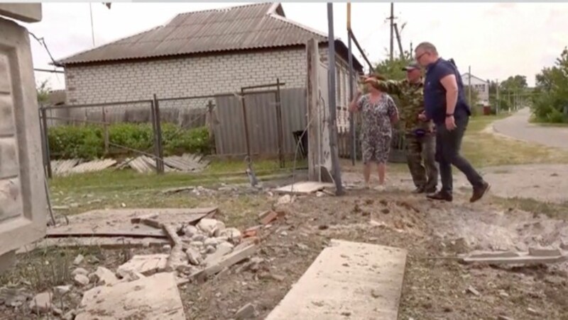 Zerstörte Gebäude in Belgorod (Bild: AP)