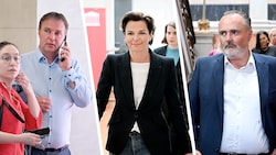 Ziemlich heftig ging es bei den SPÖ-Sitzungen am Dienstag zu. Die lachende Dritte war Pamela Rendi-Wagner, die einen stilvollen Rückzug antrat. (Bild: APA/ROLAND SCHLAGER, Krone KREATIV)