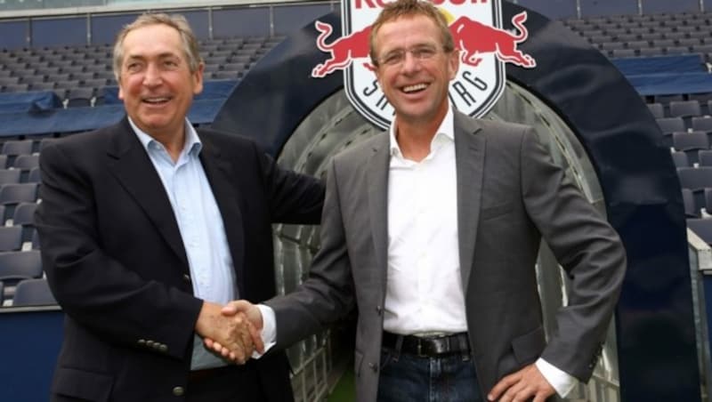 Kamen beide 2012 und prägten den FC Red Bull Salzburg: Gerard Houllier (links) und Ralf Rangnick. (Bild: GEPA pictures/ Felix Roittner)