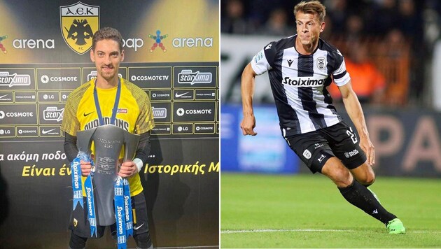 Meister Cican Stankovic (li.) duelliert sich mit Stefan Schwab im griechischen Pokal-Finale. (Bild: zVg.)