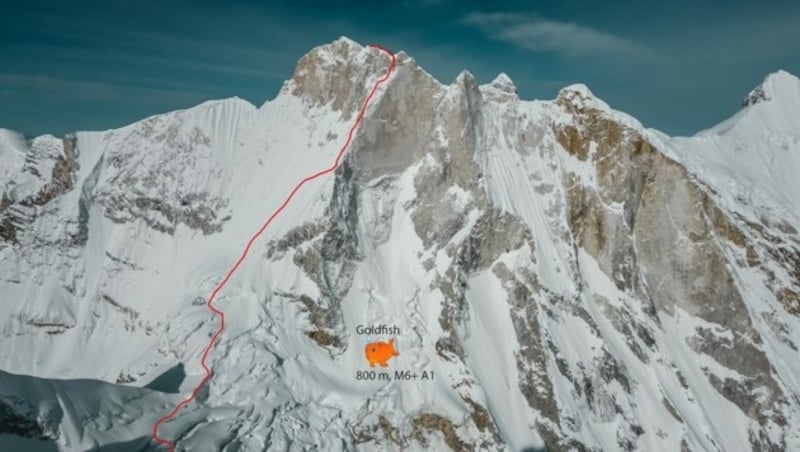 Die neue Route am Meru Peak. (Bild: Daniel Hug)