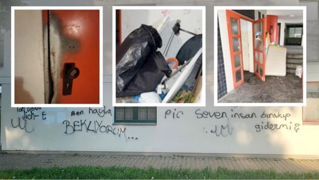 Die Graffitis werden regelmäßig entfernt - auf Kosten der Mieter. (Bild: Privat Krone KREATIV)
