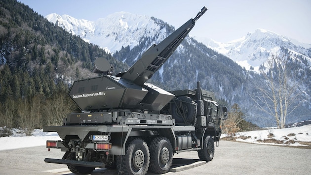 „Skynex“ feuert bis zu tausend Schuss pro Minute. Reichweite: vier Kilometer. (Bild: Rheinmetall Defence AG)