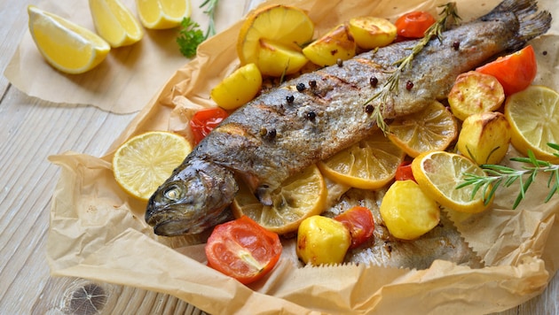 Statt im Ofen können Sie die Fische auch auf dem Griller zubereiten. Allerdings müssen Sie dann ...