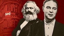 Karl Marx und Andreas Babler: Nur auf den ersten Blick ohne Zusammenhang (Bild: ORF/Thomas Jantzen, Peter Tomschi, stock.adobe.com, Krone KREATIV)