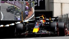 Lewis Hamilton (li.) rutschte in der Mirabeau-Kurve geradeaus in die Mauer. Verstappen erzielt Bestzeit im 3. Freien Training. (Bild: Associated Press/Twitter.com/F1/krone.at-kreativ)