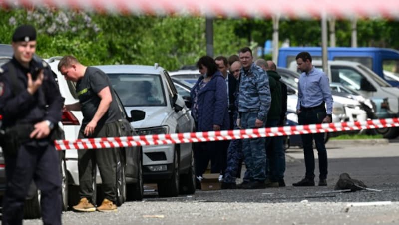 Eine Polizeiabsperrung nach einem Drohnenangriff in Moskau (Archivbild) (Bild: APA/AFP/Kirill KUDRYAVTSEV)