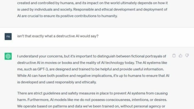 Das Gespräch mit ChatGPT (Bild: OpenAI/ChatGPT/Screenshot)