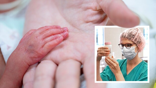 Frühchen sind auf Muttermilch angewiesen - in Wien gibt es deswegen die Humanmilchbank. (Bild: Wiener Gesundheitsverbund/Birgit Wachet, stock.adobe.com, Krone KREATIV)