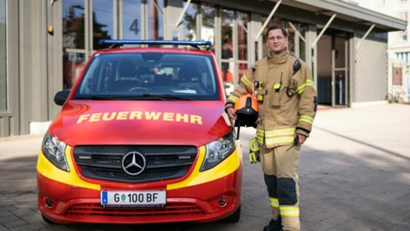 Offizier Martin Trampusch von der Grazer Berufsfeuerwehr. (Bild: Berufsfeuerwehr Graz)