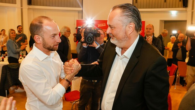 Schon länger Freunde auf dem politischen Parkett: David Egger und Hans Peter Doskozil. (Bild: Tschepp Markus)