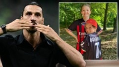 Rührendes Foto: Die Kinder der schwedischen Königsfamilie posieren im Ibrahimovic-Trikot. (Bild: APA/AFP/GABRIEL BOUYS, instagram.com/kungahuset, krone.at-kreativ)