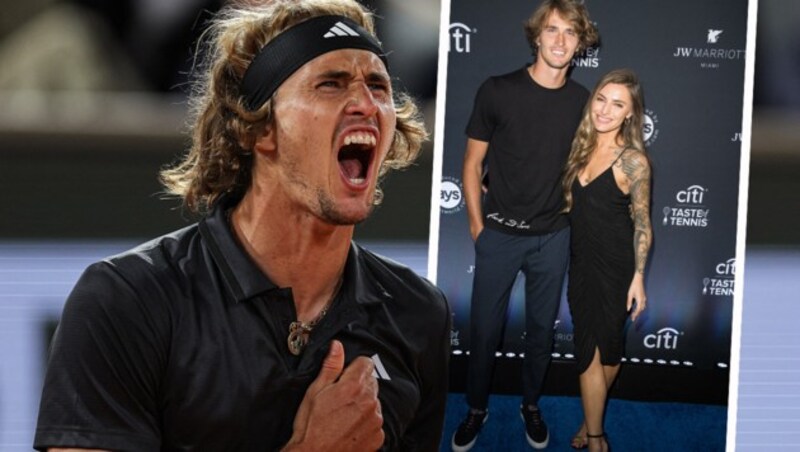 „Löwe“ Alexander Zverev und seine Herzdame Sophia Thomalla (Bild: APA/AFP/Thomas SAMSON, APA/Getty Images via AFP/GETTY IMAGES/Jason Koerner)