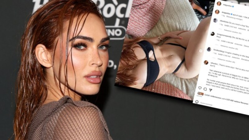 Megan Fox zeigt sich im Bikini. (Bild: APA/Getty Images via AFP/GETTY IMAGES/Alberto Tamargo, instagram.com/meganfox)