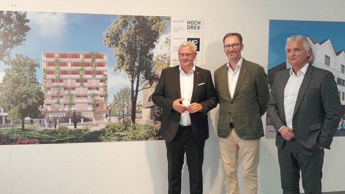  Steiner, Agh und Moser stellten die Pläne für den weitläufigen Gebäudekomplex vor.