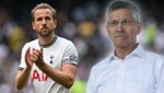 Bayern-Präsident Herbert Hainer (re.) kann sich einen 100-Millionen-Mann wie Harry Kane (li.) in München gut vorstellen. (Bild: APA/AFP/Glyn KIRK, APA/dpa/Sven Hoppe, krone.at-grafik)