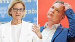 Johanna Mikl-Leitner teilt gegen den neuen SPÖ-Chef und Landsmann Andreas Babler aus. (Bild: REUTERS/Lisa Leutner NLK Burchhart Krone KREATIV,)