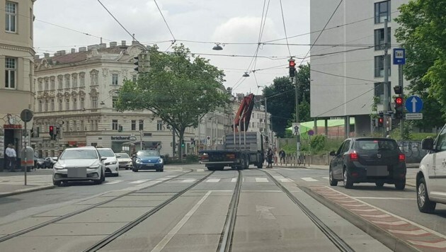 „Ich hatte Angst, dass der Lkw weitere Leitungen beim Rückwärtsfahren einreißt“, so unsere Leserreporterin. (Bild: „Krone“-Leserreporter, Krone KREATIV)