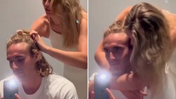 Sind Stefanos Tsitsipas (li.) und Paula Badosa das neue Traumpaar in der Tennis-Welt? Sie macht ihm immerhin schon die Haare (schön), wie ein Clip zeigt. (Bild: twitter.com/TheTennisLetter)