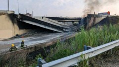 Die eingestürzte Autobahn in Philadelphia: Auch die Gegenfahrbahn könnte stark beschädigt sein. (Bild: AP)