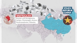 Mit Milliarden-Investitionen erkauft sich China politischen Einfluss auf dem Westbalkan. Die EU sieht zu. (Bild: Krone Kreativ)