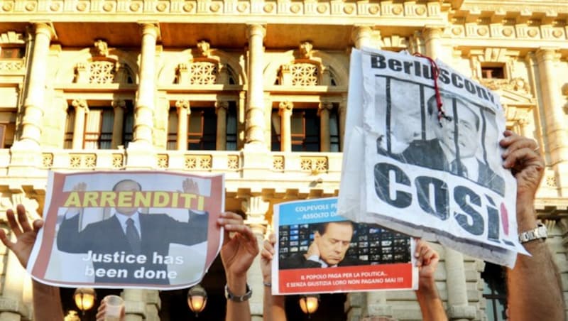 Demonstranten fordern 2013 die Verurteilung Berlusconis (Bild: AFP)