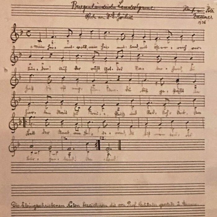 Die Original-Partitur der Landeshymne - zu sehen auf der Burg Schlaining