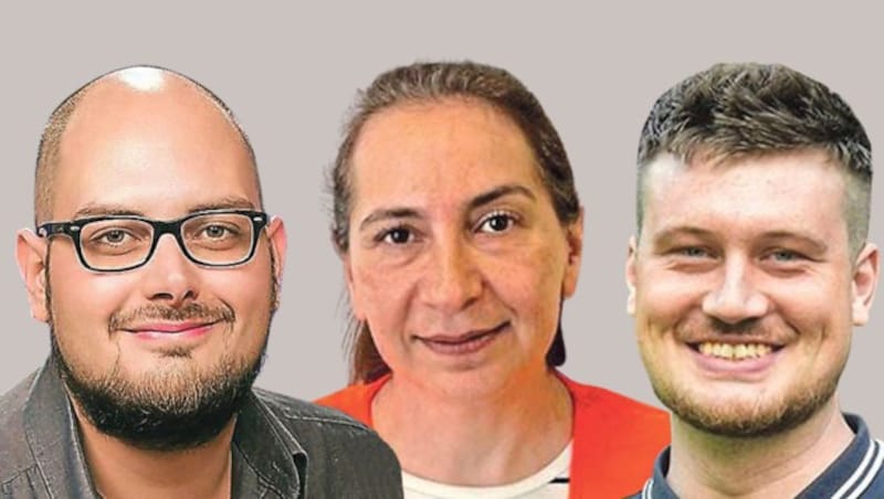 Roman Haas, Özlem Kayir und Samuel Kammermeier (von links nach rechts) fürchten um ihren Beruf. (Bild: privat, Krone KREATIV)