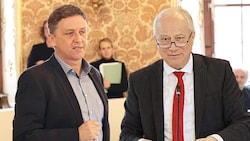 Harte Bandagen zwischen Lambert Schönleitner und Hans Seitinger (rechts) im Landtag (Fotomontage) (Bild: Christian Jauschowetz, Krone KREATIV)