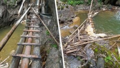 Die Schäden in der Bärenschützklamm sind groß (Bild: ÖAV Mixnitz/Gerhard Jantscher, Krone KREATIV)