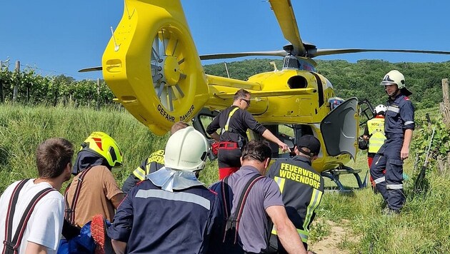 Das Unfallopfer wurde nach der Erstversorgung von Christophorus 2 ins Krankenhaus geflogen. (Bild: Privat)