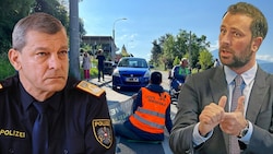 Tirols LHStv. Georg Dornauer (rechts) nimmt Landespolizeidirektor Helmut Tomac in die Pflicht. (Bild: Christof Birbaumer, zeitungsfoto.at)