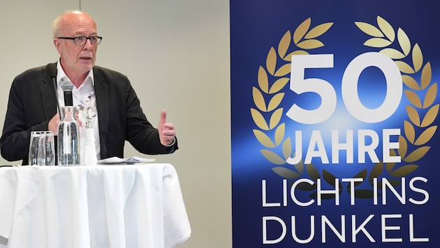 „Licht ins Dunkel“-Vizepräsident Germain Weber im Mai 2022 anlässlich des 50-jährigen Bestehens der Aktion. (Bild: APA/HANS KLAUS TECHT)