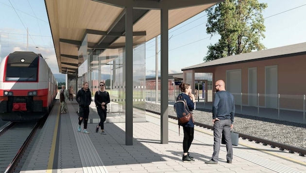 Auch die Modernisierung zahlreicher Bahnhöfe ist geplant - so soll etwa die Station Zellerndorf aussehen. (Bild: ÖBB)