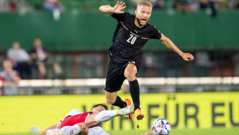 Bald Teamkollegen? Pierre-Emile Hojbjerg und Konrad Laimer (Bild: APA/GEORG HOCHMUTH)