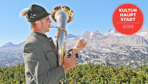 „Wir proben öffentlich“, sagt Josef Leithner, Obmann und Hornist. (Bild: Marion Hörmandinger, Krone KREATIV)