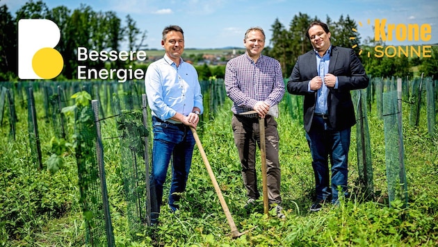 Waldmeister Franz Linsbauer, Ortschef Daniel Mayerhofer & Christoph Schmutz. (Bild: Imre Antal, Krone KREATIV)